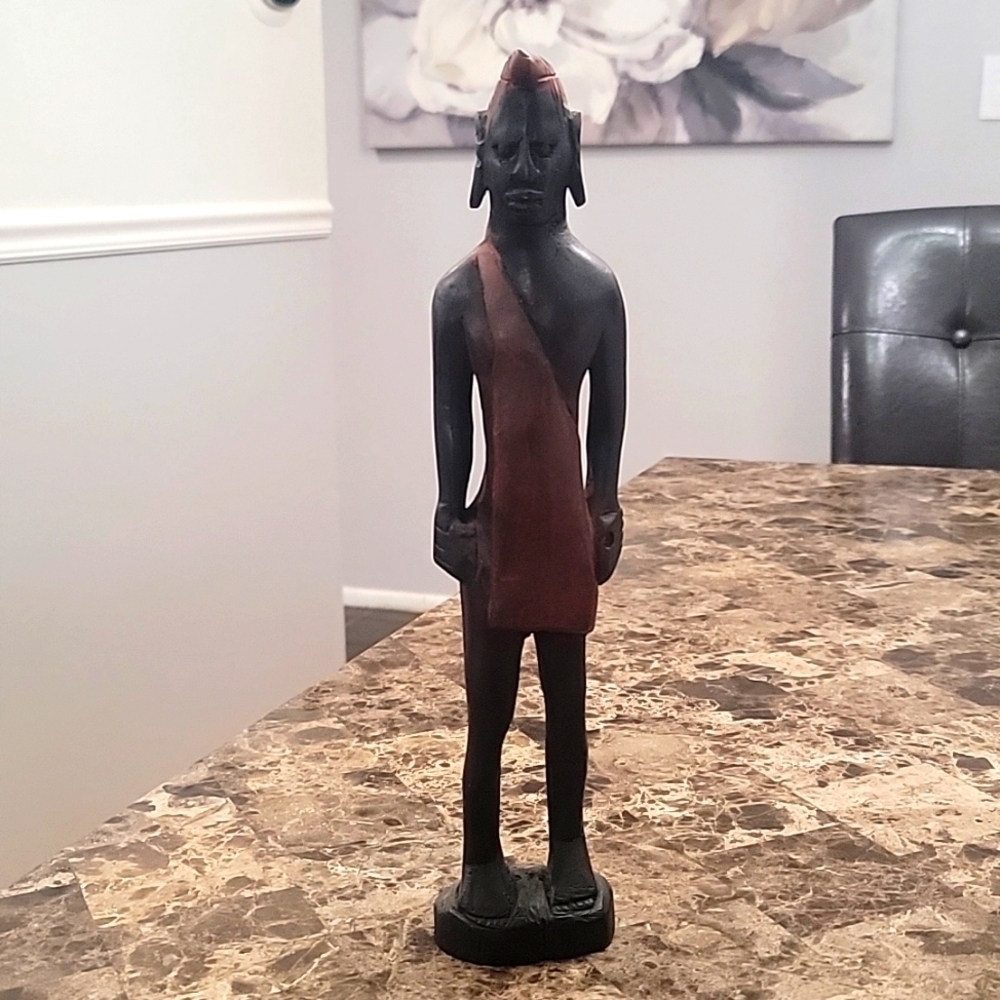 Maasai Warrior Carved Wood Hunter Red African Ebony Tribal Figure